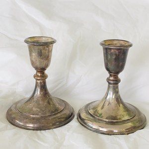 Vintage Gorham EP Silver Plate Pair Weighted Candlesticks 5"